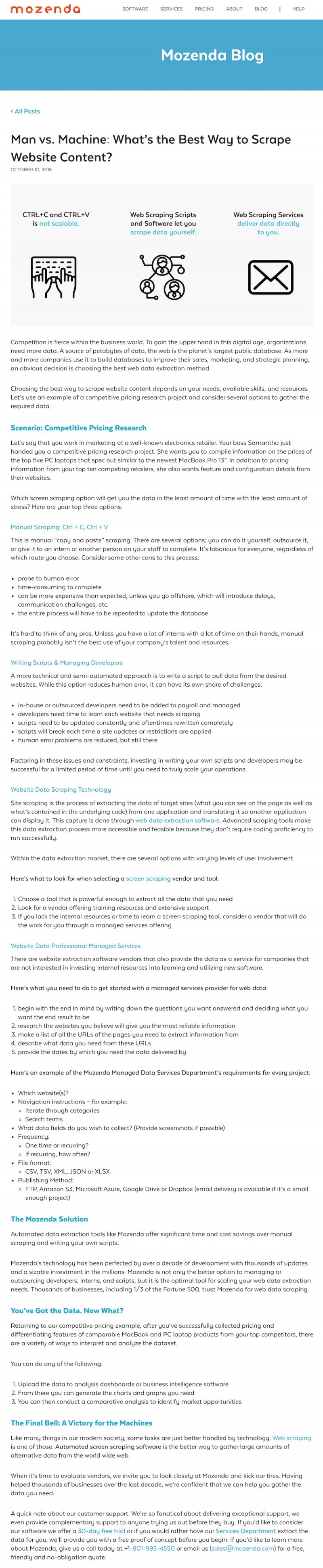 Website scraping, manual or automated
